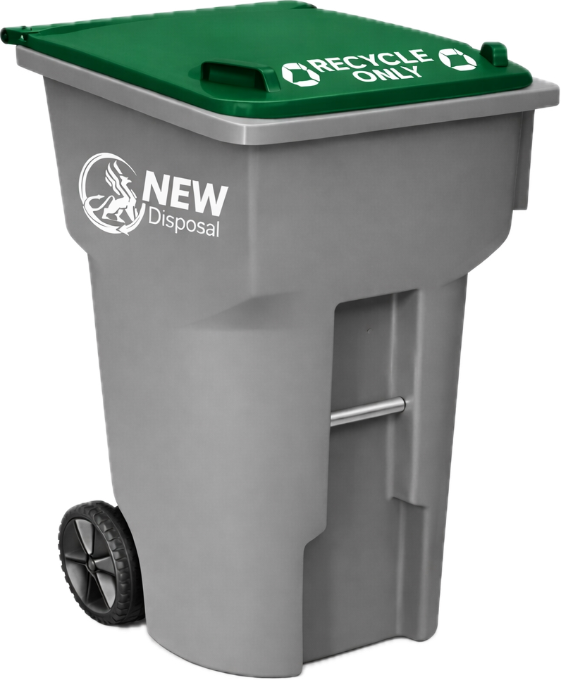 NEW Disposal residential recycling cart with a green lid